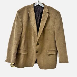 Chaps Tan Corduroy Sports Coat Blazer with Brown Elbow Patches Size 48R